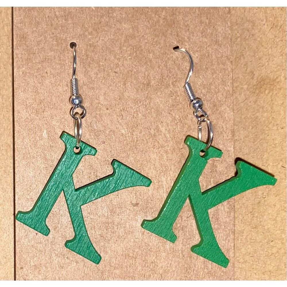 ☀️3/$9☀️ Letter “K” Wood Earrings (Green)